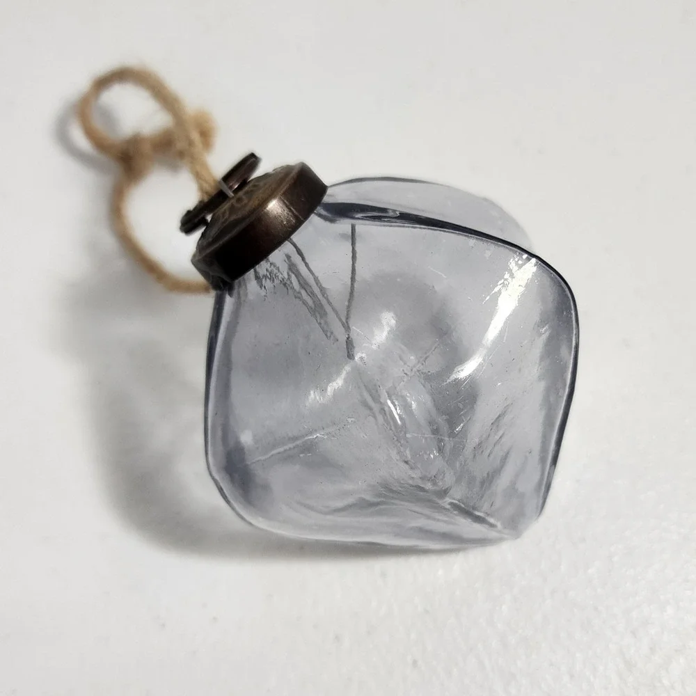 VTG Hand Blown Glass Star Ornament Lavender Gray Twisted Diamond Jute Loop 2.5